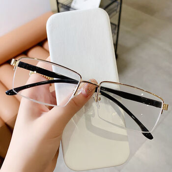 理工男半框眼镜韩版潮流学生半框成品近视镜近视眼镜男可防夹脸镜框男