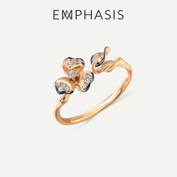 EMPHASIS艾斐诗Symphony「颂」18K分色黄金三色堇钻石戒指91725R 17圈