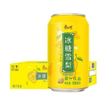 康师傅冰糖雪梨310ml*12罐 /24罐整箱水果汁滋养饮料饮品整箱 冰糖