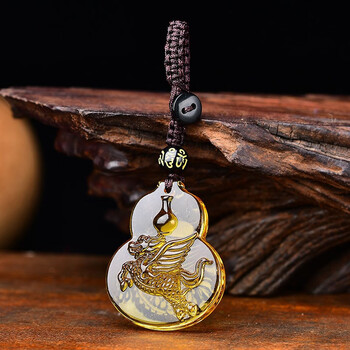 易明开居龙马护瓶吉宏吊坠2023年属狗的吉祥物佩戴物项链挂件男女 黄