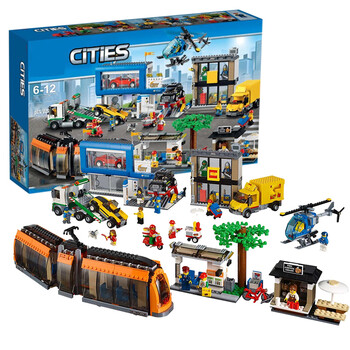 乐高天城市广场积木遥控火车60097男孩子8拼装汽车飞机大模型礼物新