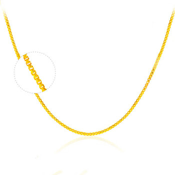 9足金盒子链素链金项链锁骨链生日礼物情人节送女朋友老婆送妈妈新年