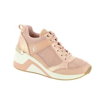 斯凯奇skechers休闲雪纺皮女士运动升高鞋淡粉色us10