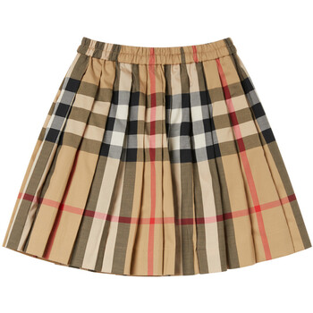burberry巴宝莉童装女童格纹百褶裙半身裙短裙棕色80395228y