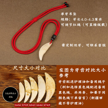 狼牙吊坠真黑狗牙吊坠狼牙吊坠男大獒牙项链女挂坠狗牙齿儿童宝宝随身