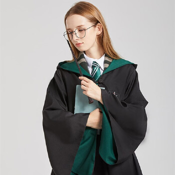 哈利波特魔法袍子斗篷周边赫敏cos学院服环球影城衣服巫师袍 绿色蛇院