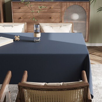 桌布防水防油免洗餐桌布北欧ins风长方形茶几台布布里斯托蓝14090cm