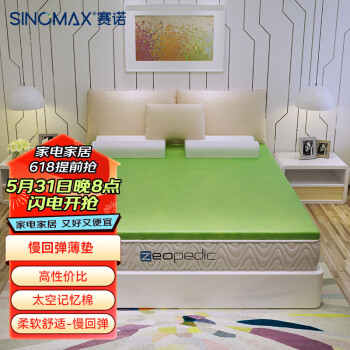 赛诺（SINOMAX）记忆棉薄垫慢回弹记忆绵芯床垫子海绵榻榻米折叠软床垫薄垫定制 绿色 120cm*200cm*5cm