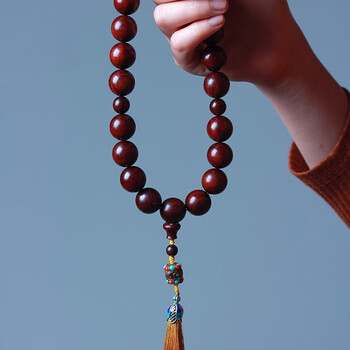 紫檀手串佛珠手持印度手串手持念珠男女款檀香木十八子佛珠念经文玩