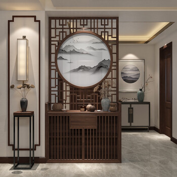 屏风移动屏风帘移动屏风屏风隔断入户门新中式屏风隔断客厅现代简约