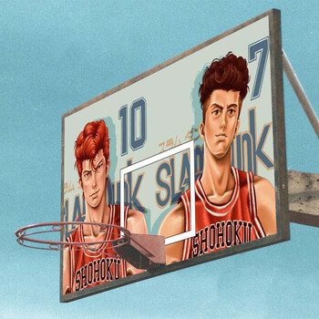 自粘防水篮板贴纸墙贴自粘儿童篮球海报贴画防水动漫来图定制卡通体育