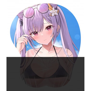 鼠标垫原神碧蓝航线定制公路商店肥宅肥仔立体游戏大胸硅胶垫 乳白色