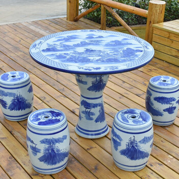 瓷小奴景德镇陶瓷桌子凳子套装青花瓷桌瓷凳手绘1桌4凳户外庭院桌椅