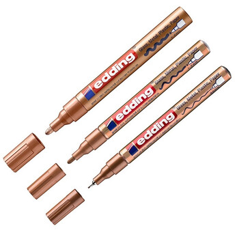 edding 铜色工业油漆笔防水不掉色补色马克笔铜管修补描色笔明星签名