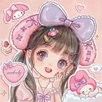 手工油彩装饰画 动漫女孩6 30*30cm【采用丙烯颜料/孕妇小孩可画】