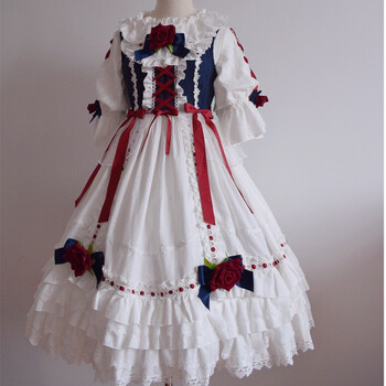 洛丽塔lolita长裙op公主连衣裙日常白雪姬洋装公主白雪日常连衣裙白色