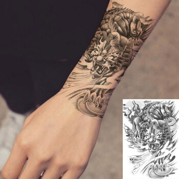 风离痕新品纹身贴花臂麒麟貔貅穷奇纹身贴防水男花臂半臂手臂仿真刺青