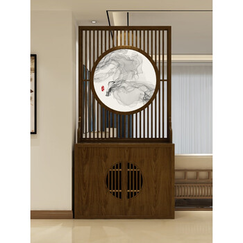 新中式轻奢屏风隔断客厅玄关柜全人造板入户门口鞋柜一体间厅柜胡桃木