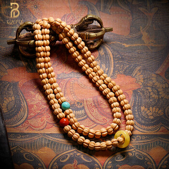 q菩提子手串男女手链108颗佛珠项链原创蜜蜡跑环配饰藏式五福菩提蜜环