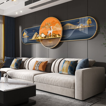 纪恒暄高档大气客厅装饰画现代简约沙发背景墙壁画新中式山水寓意好的