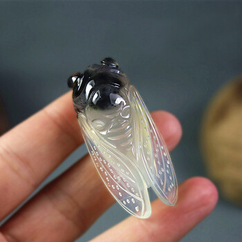 岫玉一鸣惊人玉蝉吊坠挂件水墨玉知了玉石吊坠男女 第9款