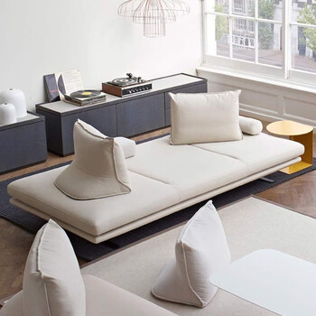 北欧布艺沙发赤贫风写意空间双面移动靠背无扶手沙发床 科技布 四人2