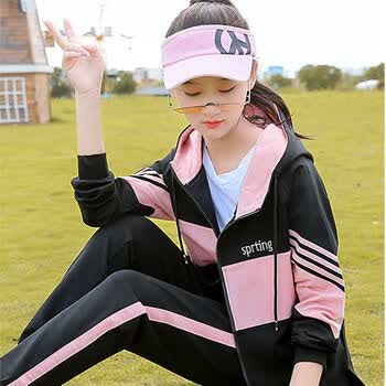 特步舒适同类型初中生春秋装女学生少女运动服休闲套装2022新款学院风
