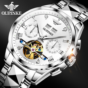 机械表防水1314情侣对表名表一对镂空陀飞轮男表高档礼品送爸爸送老公