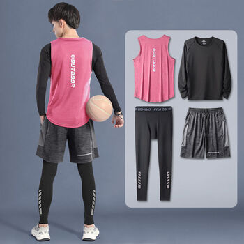 耐克篮球服套装男球衣背心打底紧身运动比赛训练冬季长袖四件套队服a