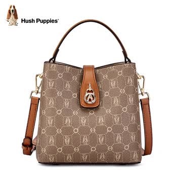 暇步士(hush puppies)单肩包女休闲百搭包包女包牛皮复古手提包女生日