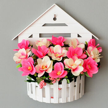 家饰房型壁挂花篮套装仿真花挂墙春天假花室内校园家居装饰定制科威顿