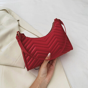 er)菱格绣线小包包女2021新款潮时尚夏季简约休闲单肩洋气腋下包 红色