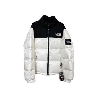北面thenorthface羽绒服女大格子袖标韩版休闲保暖外套男情侣款白色xs