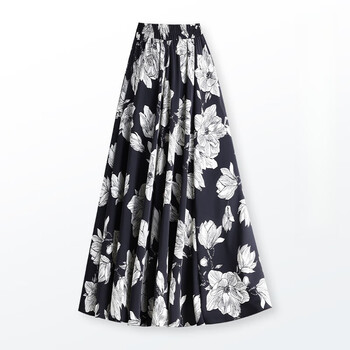 庆宇竹品牌复古印花长裙大摆裙夏季女2024新款高腰显瘦垂感a字半身裙