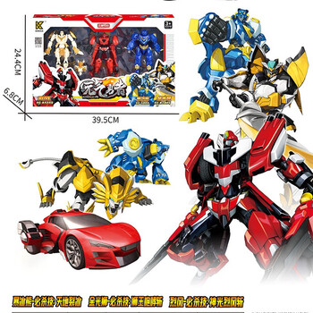 玩具变形机器人金刚汽车合体儿童元气拯救队男孩礼物 元气勇者三只
