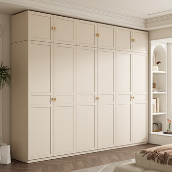 如爵(rujue)衣柜家用奶油风卧室经济型组合整体出租房用柜子包送装储