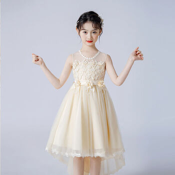 舜钦女童白纱裙夏天儿童婚纱公主裙大童钢琴演出服主持人礼服女儿童