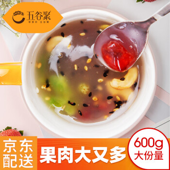 五谷聚 沖飲谷物 西湖藕粉羹600g/罐 杭州特產水果堅果藕粉營養早餐代餐