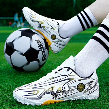 361断码男童足球鞋秋季2023新款儿童运动鞋碎钉学生防滑大童男孩白金