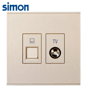 西蒙(SIMON)开关插座 TV电视网线面板 86型 E6系列电视电脑信息插座面板 香槟金色 725302-46