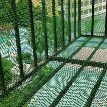 阳台防护网塑料防掉平网窗台封窗网格养殖隔离防坠胶网片围栏漏网绿色