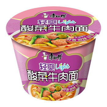 康师傅 康师傅 轻爽light 酸菜 牛肉桶112g 速食 夜宵 零食 6桶