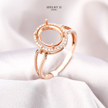 创京懿选戒托空托18k金18k金围钻质戒指空托椭圆79mm可定制镶嵌各种彩