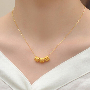 媳妇妻子妈妈结婚纪念日女生黄金520项链女士首饰品浪漫实 8k金链子