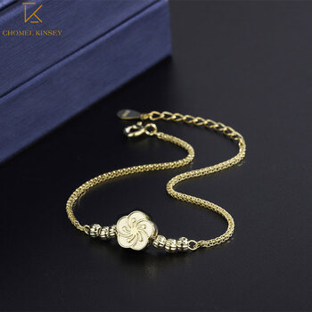 chomelkinseys999足银花朵手链女创意设计转运珠手串手饰情人节生日