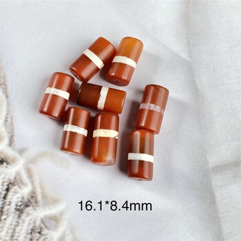 qyq红玛瑙天珠西亚小红肉天珠镶蚀红玉髓配饰红玛瑙老珠子配饰16184mm