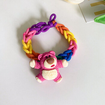 编织diy情侣手链一对送男友闺蜜礼物女扎头粉色熊一个手编发圈成品