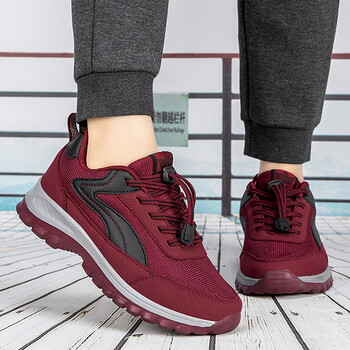 回力运动老人鞋秋季中老年健步鞋男运动休闲鞋官方旗舰店爸爸鞋女枣红