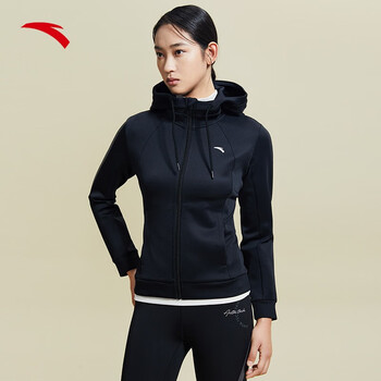 安踏(anta) 运动外套女士2022秋季新款针织运动上衣连帽开衫卫衣休闲