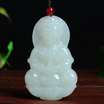 翠幕和田白玉石观世音菩萨佛吊坠男女款青白玉弥勒佛挂件玉佩七夕情人